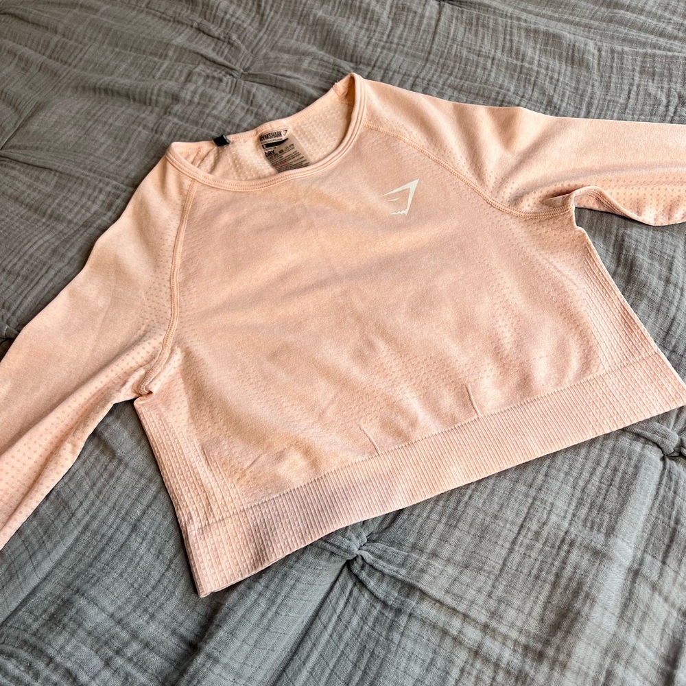 Women's Pink Gymshark Cropped Workout Top